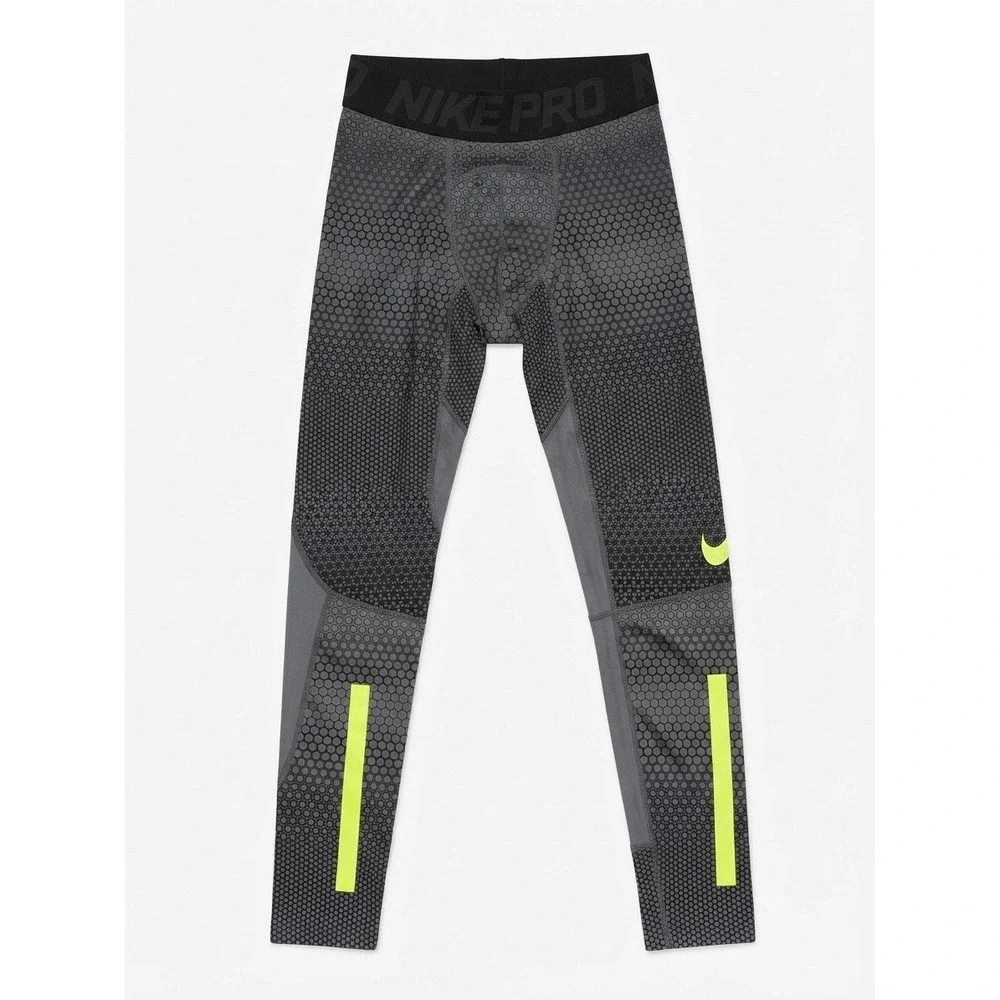 Nike Pro Hyperwarm Leggings Men's Medium Gray Hex Compression Pants Activewear